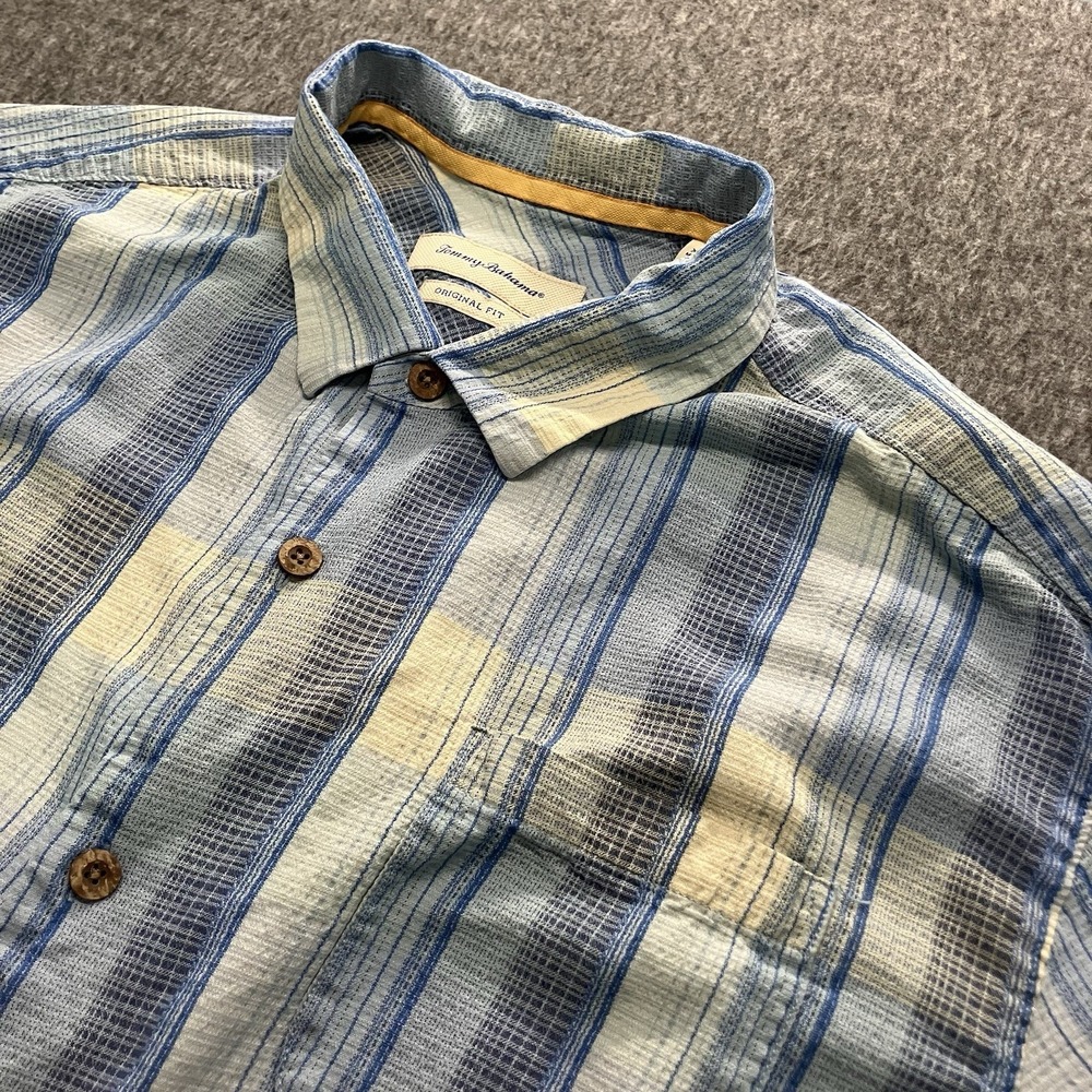 Tommy Bahama Shirt Mens 2XL Plaid Short Sleeve Button Up